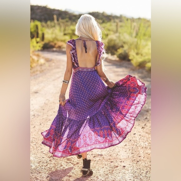 Spell and the gypsy / sunset road frill maxi dress gown purple royale XS rare - Picture 6 of 9